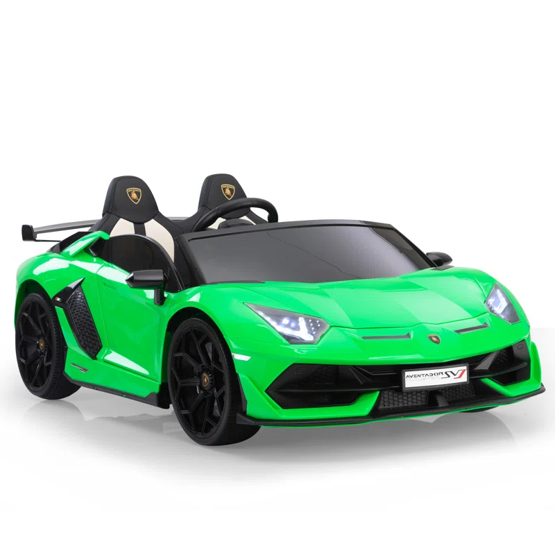 Tobbi 24V Lamborghini 2-seater Battery Powered Ride on with High/Low speed switch, Slow start function, Battery level display, MP3, USB, Light Drift Car for Kids 3-8