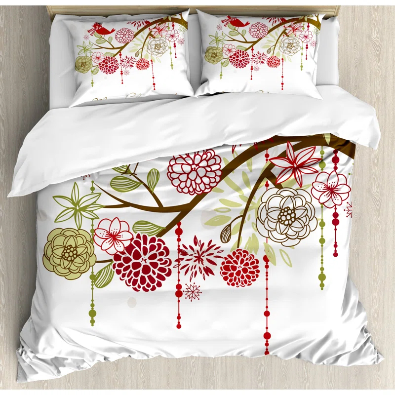 Christmas Farmhouse / Country Floral Duvet Cover Set