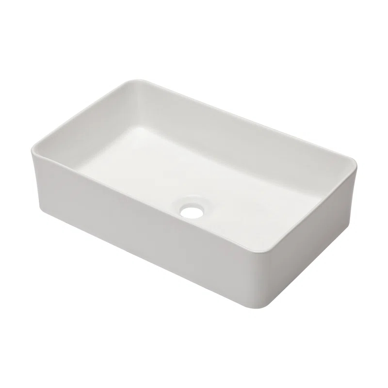 Kichae KE-KGMPF2114 21"x13" White Ceramic Rectangular Vessel Bathroom Sink