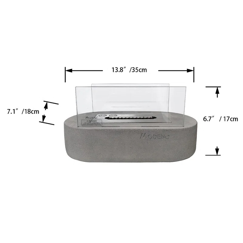 Luspa Stone Bio-Ethanol Outdoor Tabletop Fireplace with Flame Guard