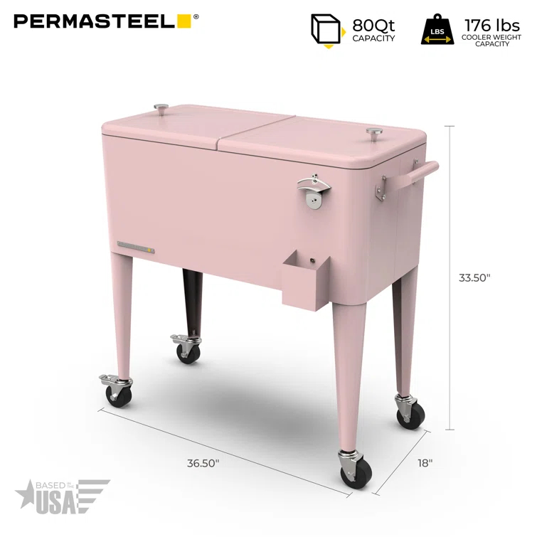 Permasteel 80-Qt Classic Outdoor Patio Cooler On Wheels