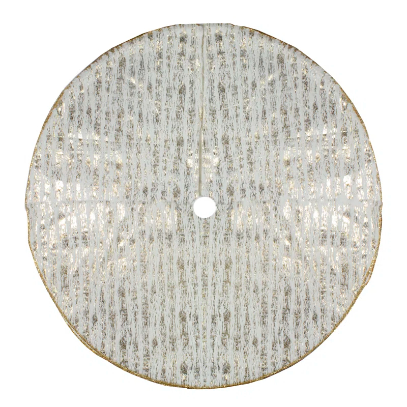 Northlight Seasonal 48" Ivory and Gold Wood Grain Pattern Christmas Tree Skirt