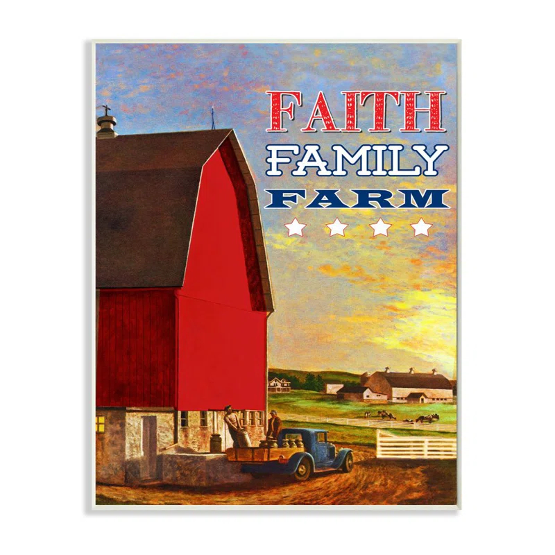Stupell Industries " Faith Family American Farm Rustic Word Design " by The Saturday Evening Post