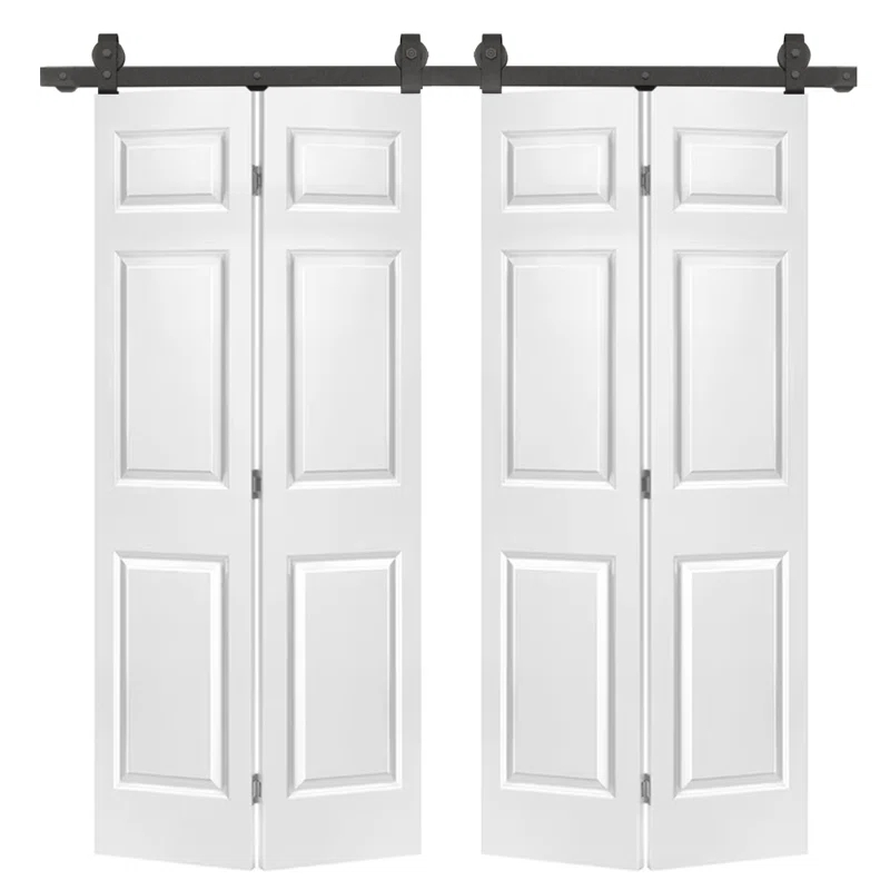 Calhome Paneled MDF Composite Double Bifold Barn Doors with Installation Hardware Kit