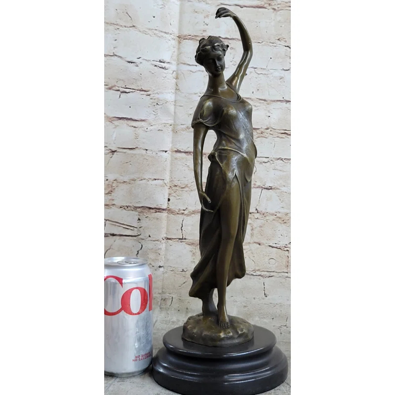Bloomsbury Market Avello Victorian Girl Signed Sculpture Elegant Art Nouveau Bronze Statue Figurine Deco