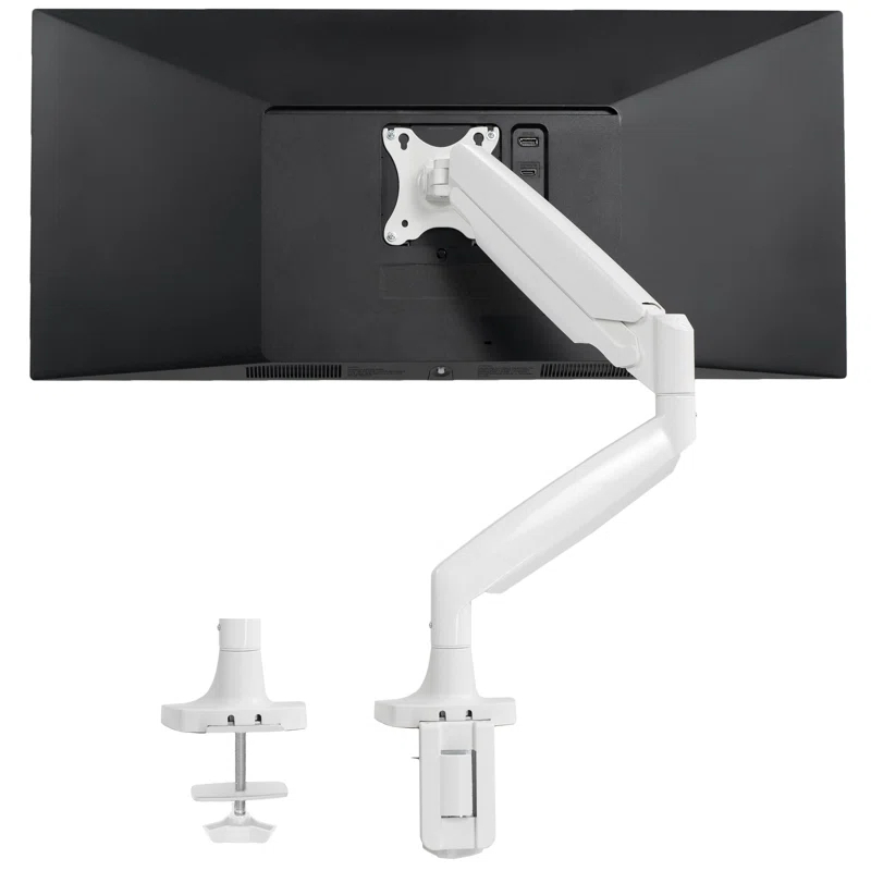 Vivo White Pneumatic Arm Single Monitor Desk Mount