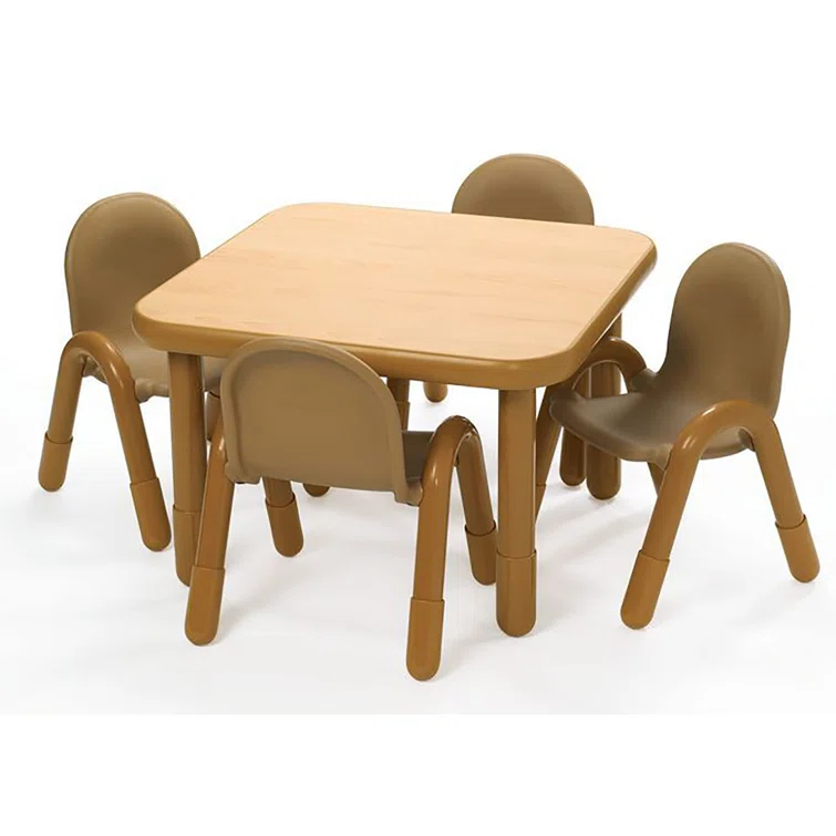 Angeles BASELINE Preschool 30" Square Table & Chair Set - Natural Wood
