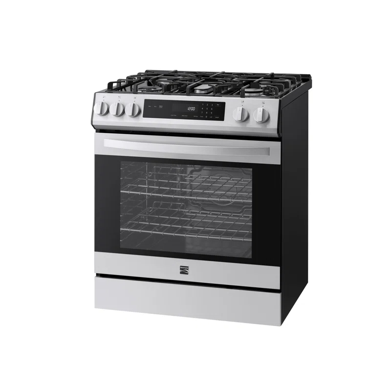 Kenmore 5.6 cu. ft. Front-Control Gas Range with 5 Burners and Hidden Bake Stainless Steel