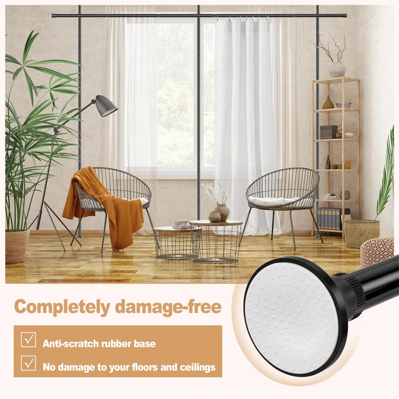 Room Divider Bracket, Tension Curtain Rod, No Drilling Required