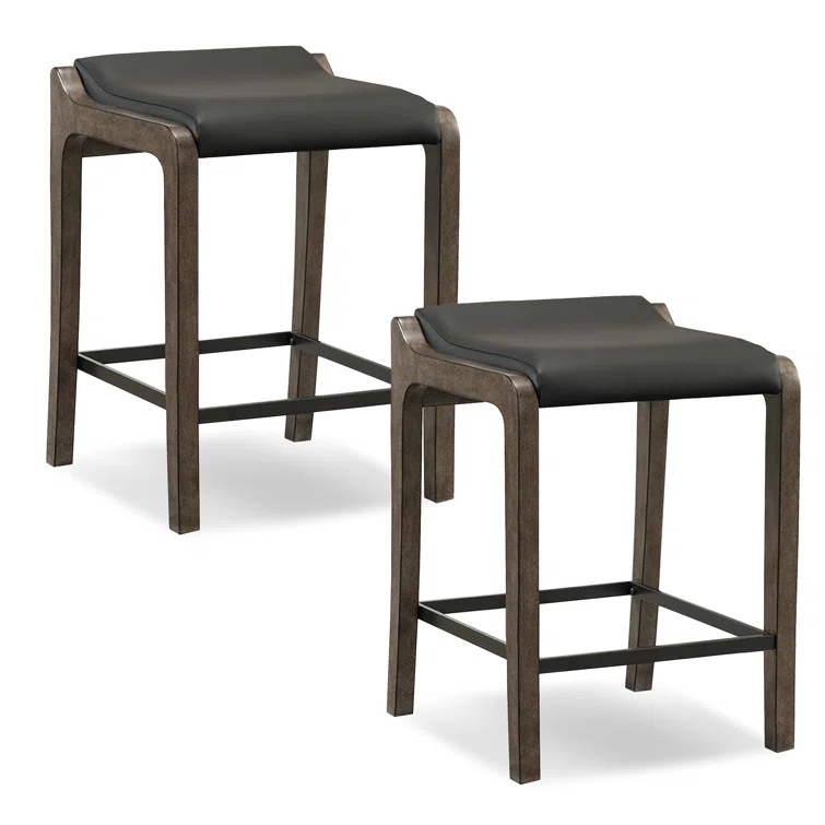 Millwood Pines Upholstered Counter Stool with Solid Wood Frame (Set of 2)