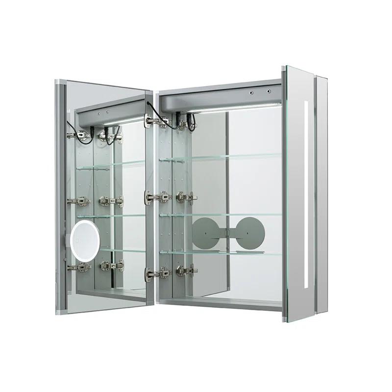 AQUADOM AQUADOM Signature Royale LED Medicine Cabinet with Defogger, Electrical Outlets, Digital Clock, Dimmer, Adjustable LED 3X Magnifying Mirror