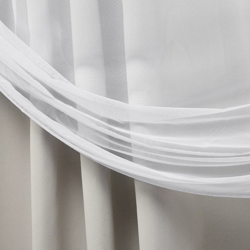 Amalgamated Textiles Exclusive Home Catarina Layered Solid Room Darkening and Sheer Hidden Tab/Rod Pocket Top Curtain Panel Pair (Set of 2)