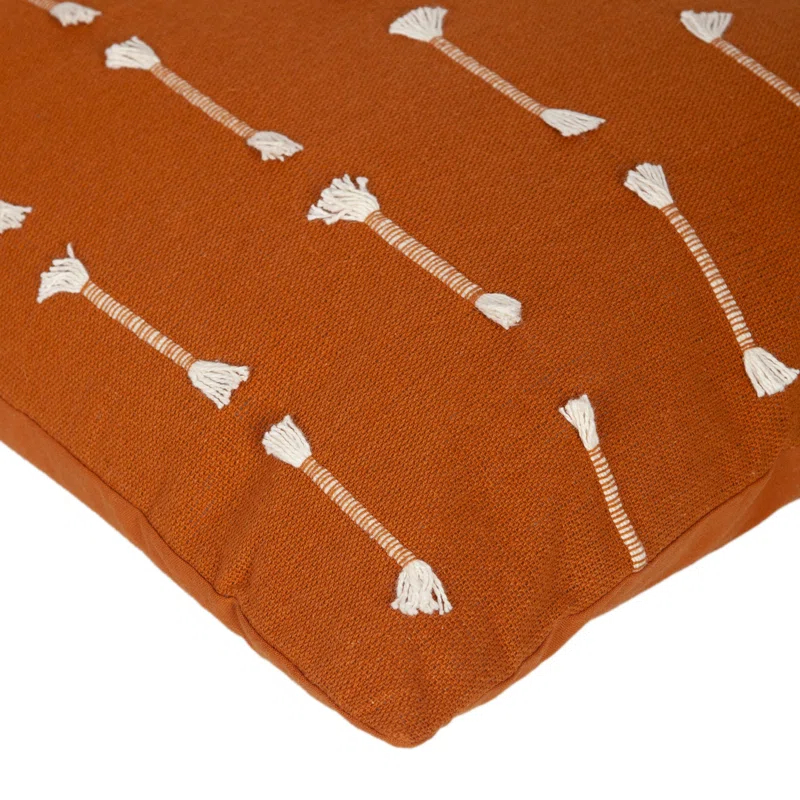 HomeRoots 18" Terra Cotta Striped Cotton Throw Pillow With Texture