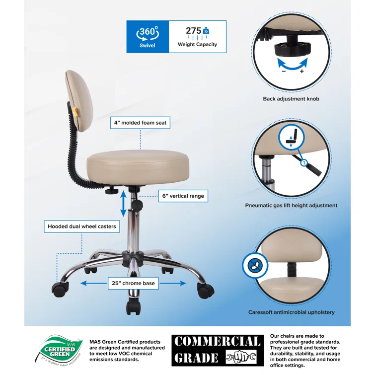 Boss Office Products Vinyl Drafting Chair