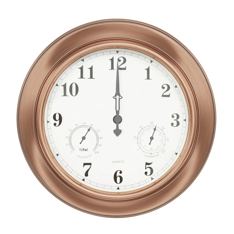 Pure Garden Indoor Outdoor Clock Thermometer Combo - 18-Inch Waterproof Outdoor Wall Clock with Temperature and Humidity by Pure Garden