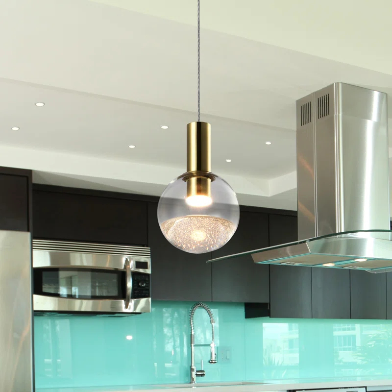 VONN Lighting Sienna 5-in Integrated LED Height Adjustable ETL Certified Pendant Light with Globe Shade