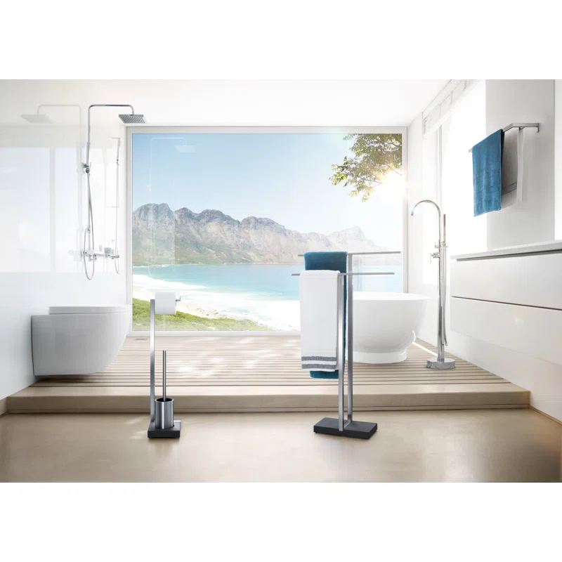 MENOTO Free Standing Toilet Brush and Paper Holder Set