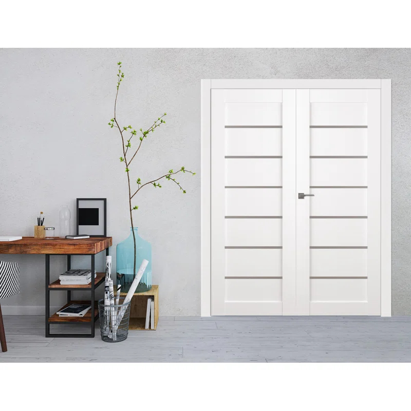 Belldinni Alba Solid Manufactured Wood and Glass Composite Paneled Prefinished French Door