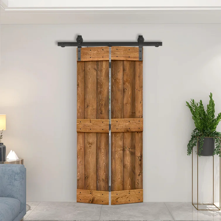 Calhome 84'' Solid Wood Double Pane Painted Bi-Fold Door