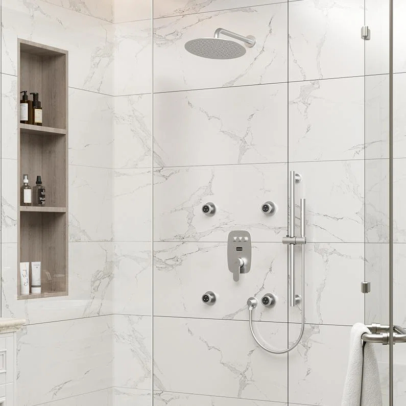 CASAINC 3-Function 12 Inch Temperature Digital Display Shower System With 2-Setting Slider Bar Handheld And 4Pcs Body Jets BR01009SX12BN