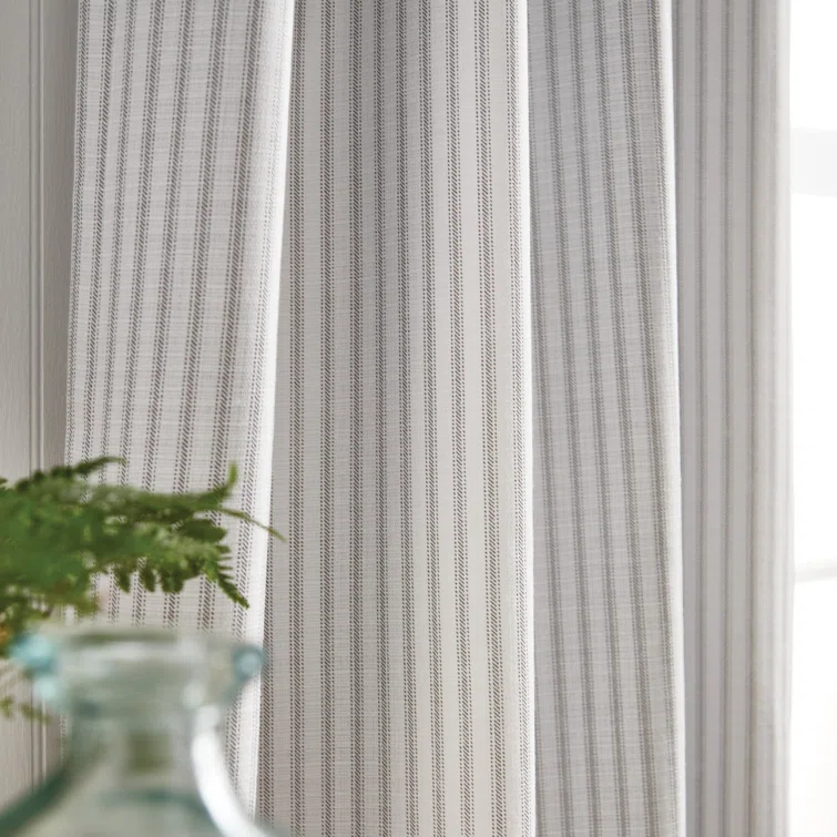 Martha Stewart Ticking Cotton Blend Striped Blackout Rod Pocket Curtain Panels & Reviews | Wayfair