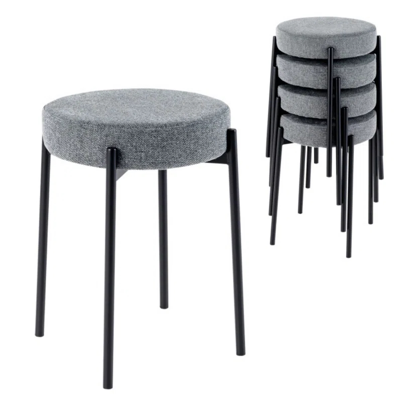 George Oliver Bar Stools Set Of 4 Upholstered Kitchen Stools With Foot Pads