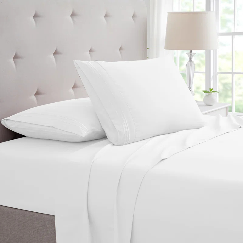 Bamboo 1800 Thread Count 3 Line Embroidered Deep Pocket Sheet Set (4pc)