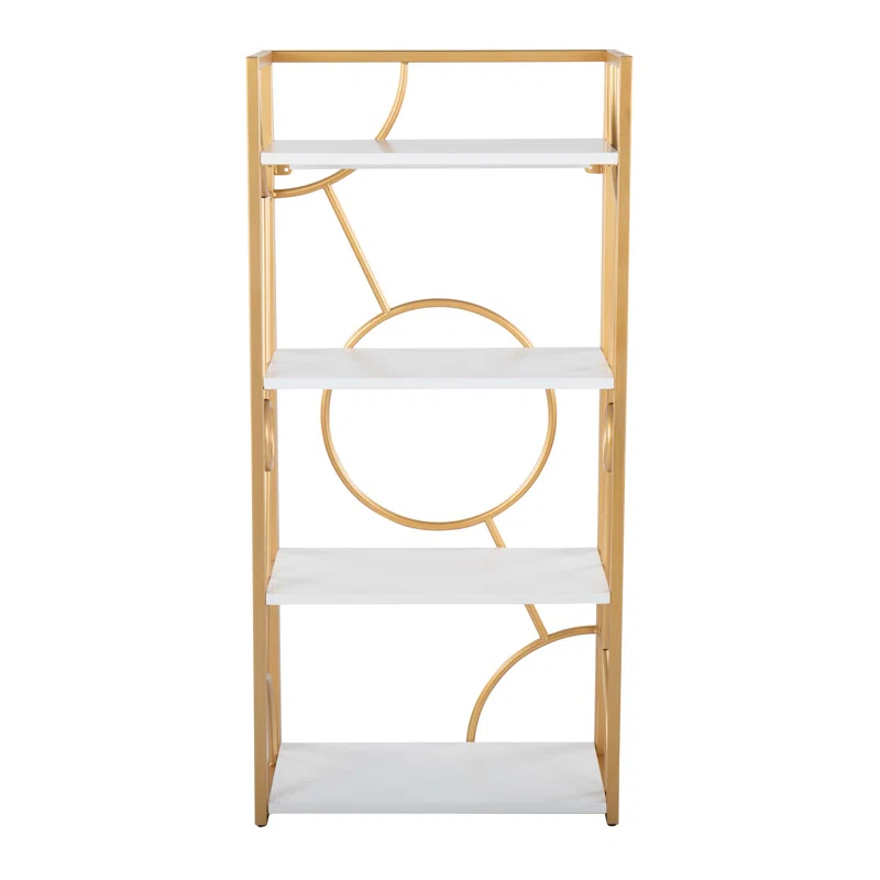 Everly Quinn Constellation Contemporary Bookcase in Gold Metal and Wood by LumiSource