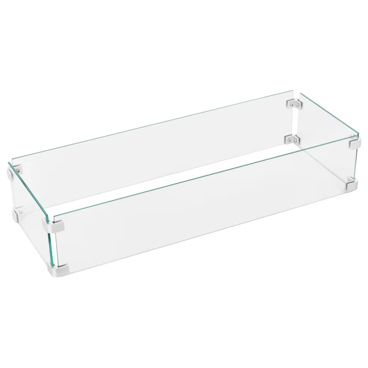 NUU GARDEN Glass Wind Guard For Fire Pit Table, Tempered Glass Heat Resistance