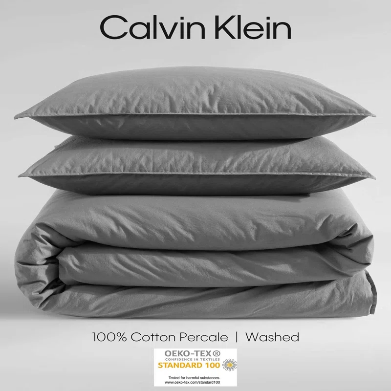 Calvin Klein Calvin Klein Washed Percale Cotton Solid Comforter Set