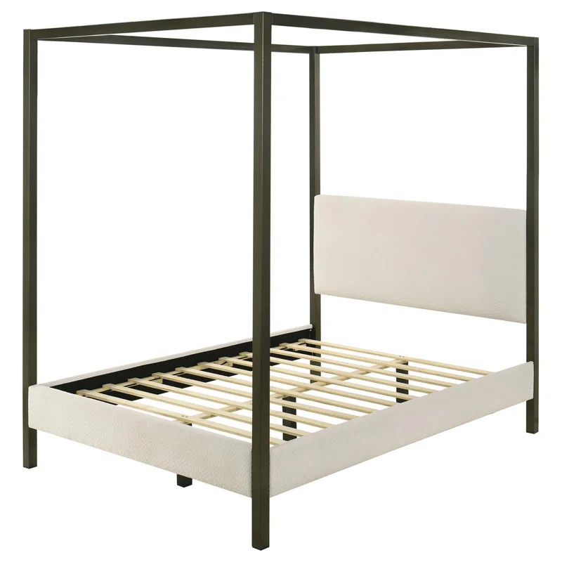 Joss & Main Sybill Vanilla Upholstered Canopy Bed