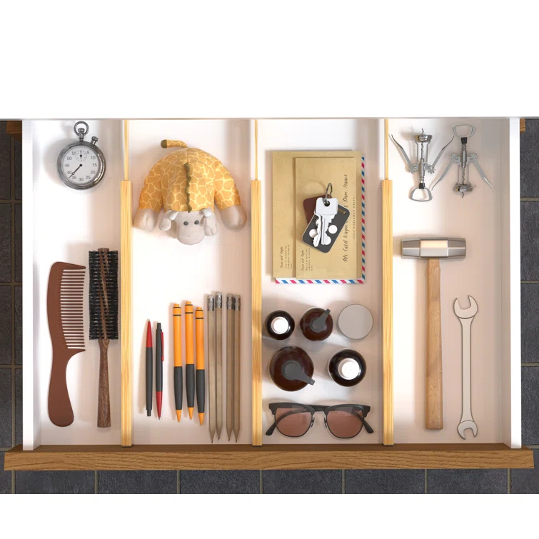 SpaceAid Adjustable Bamboo Drawer Dividers with Labels – Expandable Organizers for Kitchen, Office, Dresser, and Bathroom