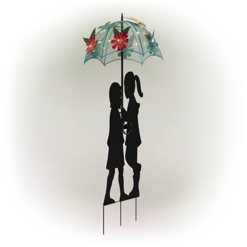 Winston Porter Gertrude Solar Girl and Boy Silhouette Garden Stake & Reviews | Wayfair
