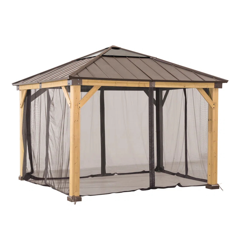 Sunjoy Universal Mosquito Netting for Wood Framed Gazebos, 4-Panel Screen Walls for Outdoor Patio with Zipper (Mosquito Net Only) & Reviews | Wayfair