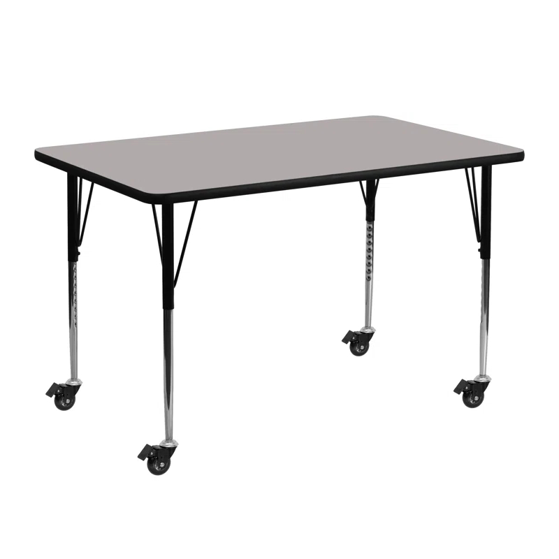Flash Furniture Goddard Mobile 24''W x 48''L Rectangular HP Laminate Activity Table - Adjustable Legs
