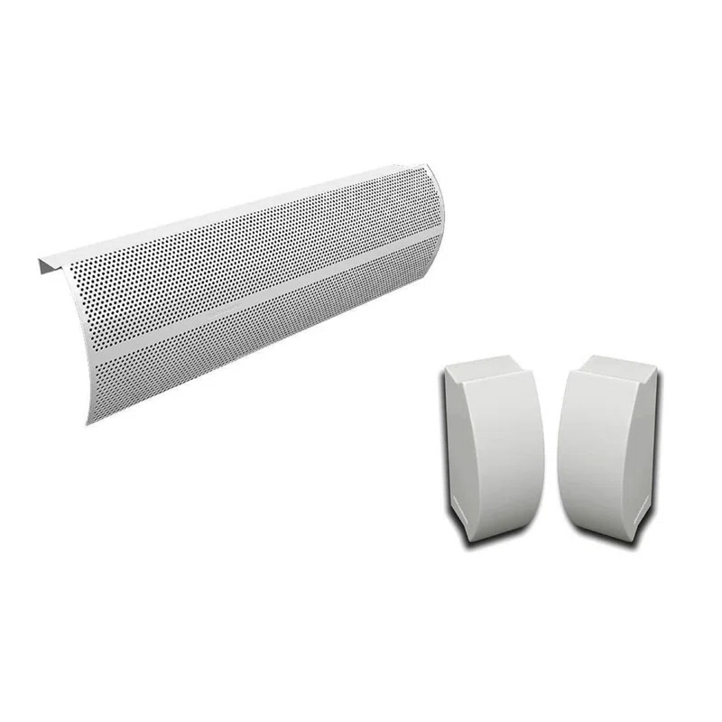 Baseboarders Baseboarders Elliptus Galvanized Steel Easy Slip-on Baseboard Heater Cover Set - White | Heater Cover and Endcaps Included