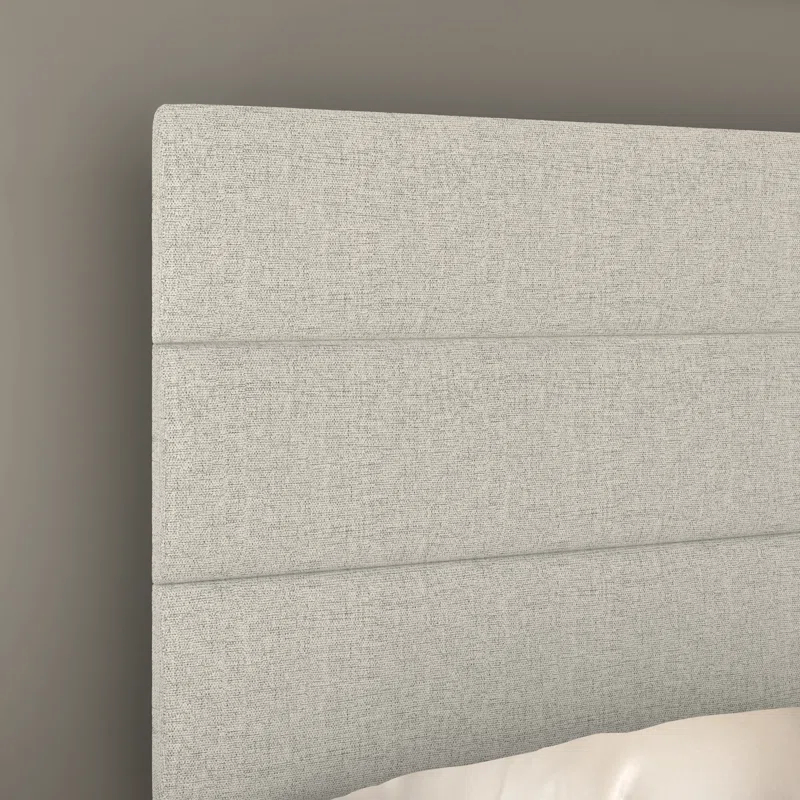 Boyd Sleep Ravenna Upholstered Linen Tri-Panel Channel Adjustable Height Headboard Platform Bed Frame