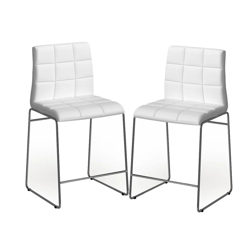 Orren Ellis Set Of 2 Leatherette Upholstered Counter Hight Chair In White (Set of 2)