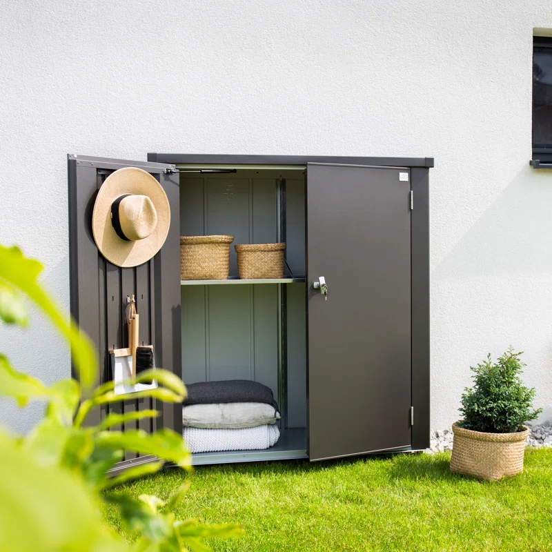 Biohort Biohort Romeo 4 ft. 3 in. W Metal Vertical Tool Shed in Dark Gray