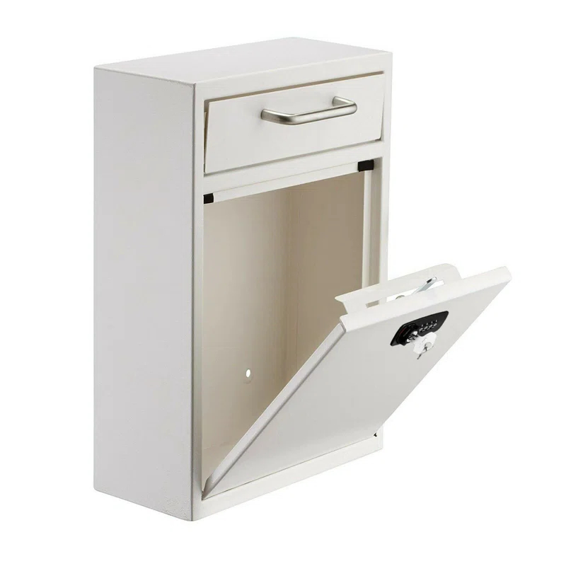 AdirOffice Wall-Mount Secure Drop Box Mailbox with Key and Combination Locking System