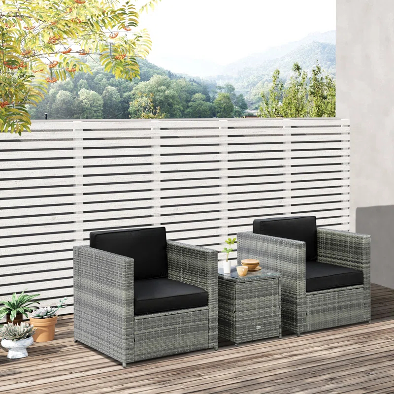 Outsunny 3 Piece Rattan Seating Group