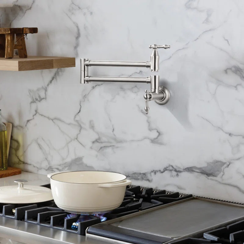 ARCORA AR7106800 ARCORA Wall Mounted Pot Filler Brass Folding Kitchen Faucet with 2 Handles