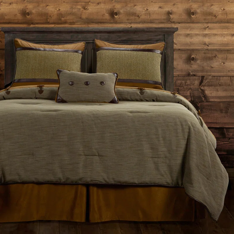 Paseo Road by HiEnd Accents Highland Lodge Olive/Brown Jacquard Rustic Cabin Lodge Comforter Set