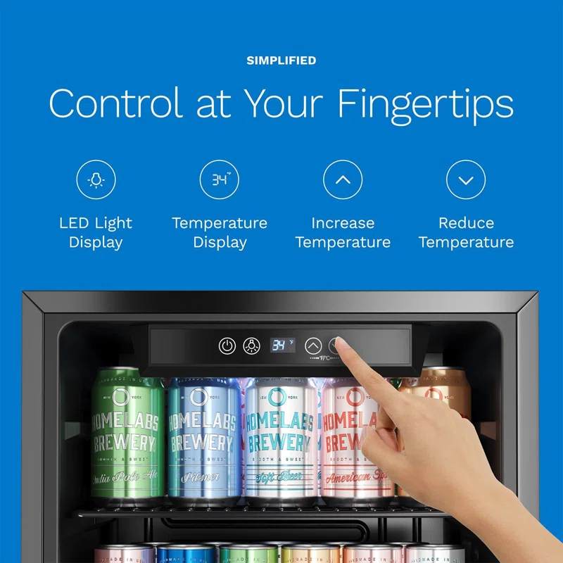 hOmeLabs hOmeLabs Beverage Refrigerator and Cooler - Glass Door Mini Fridge with 120 Slim Cans Capacity