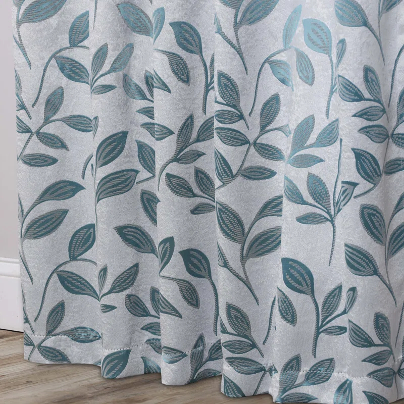 Modern Bohemian Leaves Polyester Machine Washable Room Darkening Blackout Curtains by Superior (Set of 2)