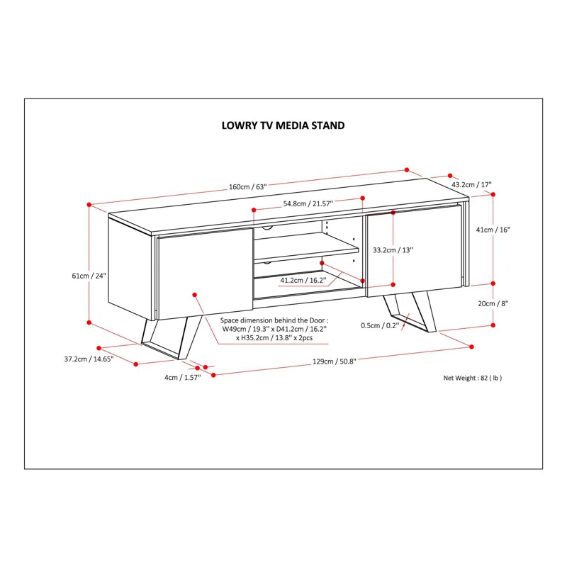 Simpli Home Lowry 63"W Solid Wood Modern Industrial TV Stand for TVs up to 70" with Storage