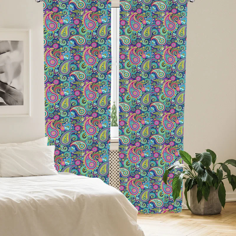 Paisley Semi-Sheer Rod Pocket Curtain Panels (Set of 2)