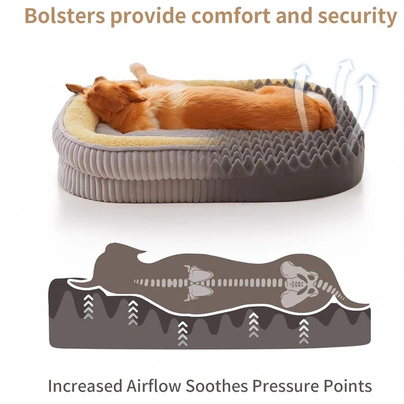 Dog Bed for Dogs Breeds, Dog Sofa Beds,Pet Couch Bed with Four Sided Bolster
