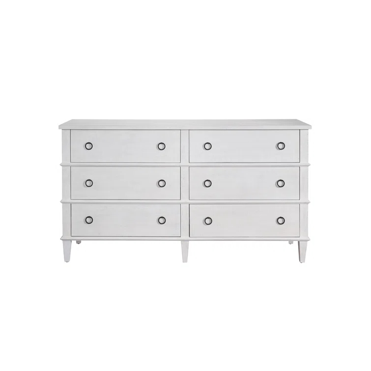 White Farmhouse Double 6-Drawer Dresser