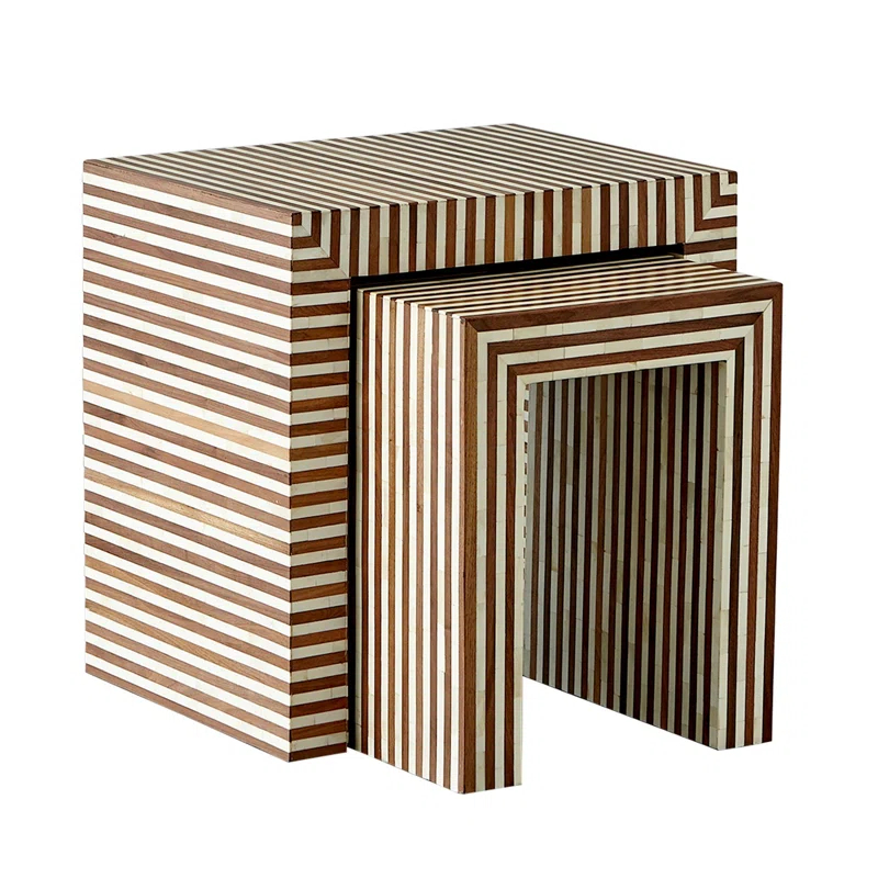 Sienna Nesting End Table-Walnut/Bone-Sm